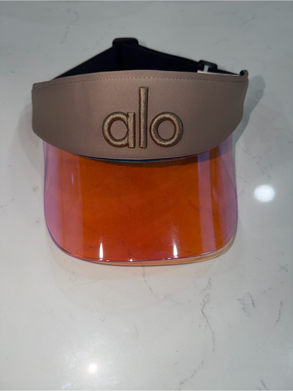 ALO Yoga Taupe Visor with Orange Iridescent Shield